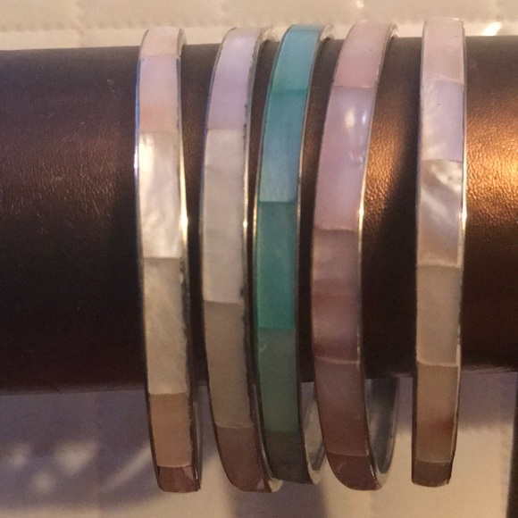 5 bangle mother of pearl bracelet - Picture 2 of 3